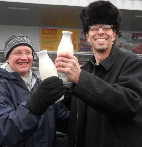 Doug provided milk for the ride for each vehicle. Only makes sense...Cheers!